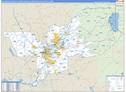 Sacramento-Roseville-Arden-Arcade Metro Area Wall Map Basic Style